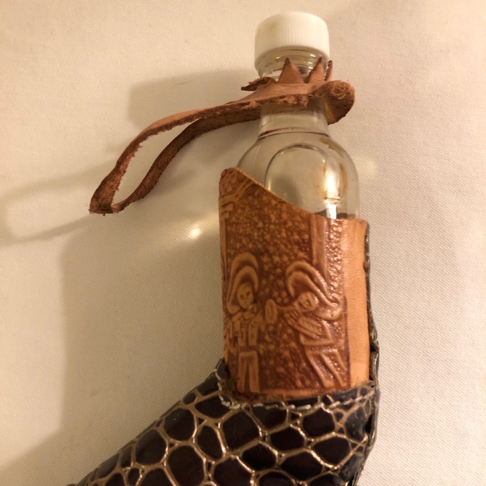 Authentic Mexican leather mini boot decor